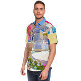 Santorini S/S Button Down Shirt Short Sleeve Button Down Shirt - AOP - Thathoodyshop