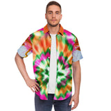 Orange Starburst S/S Button Down Shirt Short Sleeve Button Down Shirt - AOP - Thathoodyshop