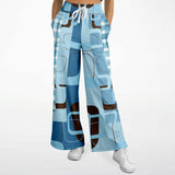 Blue Geo Plaid SW Bellbottoms Flare Leg Joggers - Thathoodyshop
