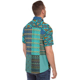 Many Blessings Horus Eye Patchwork Button Down Shirt Short Sleeve Button Down Shirt - Thathoodyshop