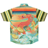 The Koi Dragon Striped Button Down Shirt Short Sleeve Button Down Shirt - Thathoodyshop