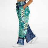 Mykonos Floral Tile Stretchy Phat Bellbottoms Wide Leg Pants - Thathoodyshop