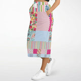 Pink Sherbert Floral Patchwork Plaid Long Pocket Skirt Long Pocket Skirt - Thathoodyshop