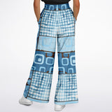 Blue Geo Patchwork Bellbottoms Flare Leg Pants - Thathoodyshop