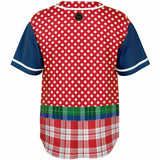 Busan Fleur Plaid Patchwork Button Front Jersey Baseball Jersey - Thathoodyshop