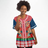 Busan Fleur Plaid Patchwork Button Front Jersey Baseball Jersey - Thathoodyshop