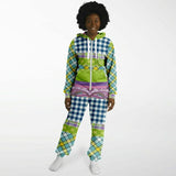 Kaleido-Scape Purple Plaid Patchwork Fleece Unisex Romper Romper - Thathoodyshop