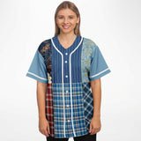 Andromeda Blue Hobo Patchwork Button Front Jersey Button Front Shirt - Thathoodyshop