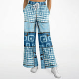 Blue Geo Patchwork Bellbottoms Flare Leg Pants - Thathoodyshop