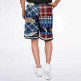 Andromeda Blue Patchwork Basketball Shorts Basketball Shorts - Thathoodyshop
