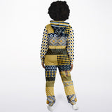 Dauphin Diamond Stripe Patchwork Unisex Fleece Romper Fleece Jumpsuit - Thathoodyshop