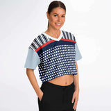 Sail Away Blue Polka Dot Crop Jersey Cropped Football Jersey - Thathoodyshop