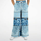 Blue Geo Patchwork Bellbottoms Flare Leg Pants - Thathoodyshop