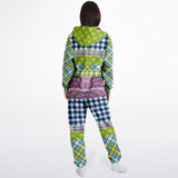 Kaleido-Scape Purple Plaid Patchwork Fleece Unisex Romper Romper - Thathoodyshop