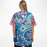 Cerulean Plaid Paisley Button Front Jersey Baseball Jersey - Thathoodyshop