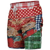 Busan Fleur Floral Plaid Patchwork Compression Activity Shorts Running Shorts - Thathoodyshop