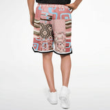 Pink Geo Patchwork Basketball Shorts Basketball Shorts - Thathoodyshop