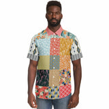 Tallulah Bankhead Patchwork Short Sleeve Button Down Shirt Short Sleeve Button Down Shirt - Thathoodyshop