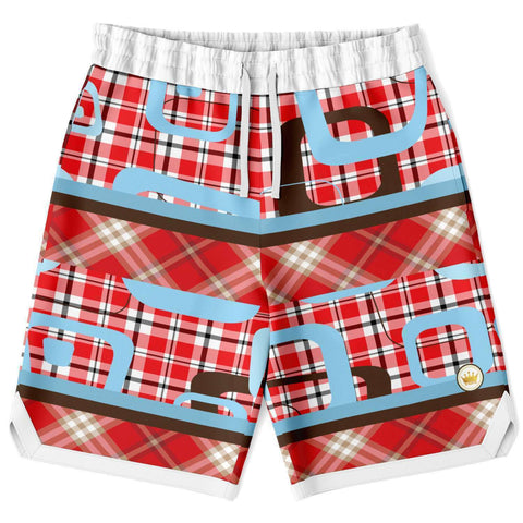 Red Pacific Palisades Plaid Basketball Shorts Basketball Shorts - Thathoodyshop