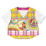 Ashbury Heights Plaid Cropped Button Front Jersey Cropped Baseball Jersey - AOP - Thathoodyshop