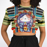 Happy Tequila Sunrise Cropped Sweater Cropped Short Sleeve Sweater - Thathoodyshop