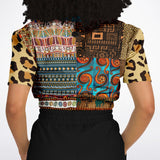 Mother Lode African Print Cropped Sweater Cropped Short Sleeve Sweater - Thathoodyshop