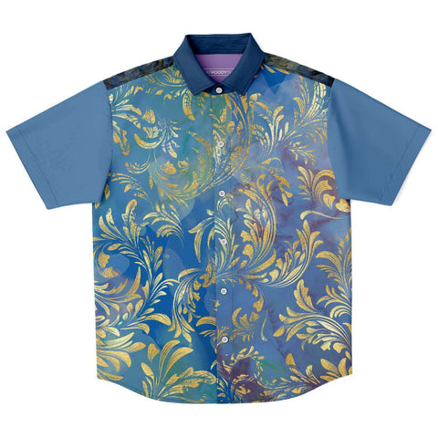 Royal Peacock S/S Button Down Shirt Short Sleeve Button Down Shirt - AOP - Thathoodyshop