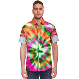 Orange Starburst S/S Button Down Shirt Short Sleeve Button Down Shirt - AOP - Thathoodyshop