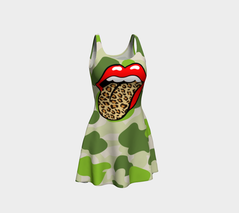 Green Apple Leopard Dress Flare Dress - Thathoodyshop
