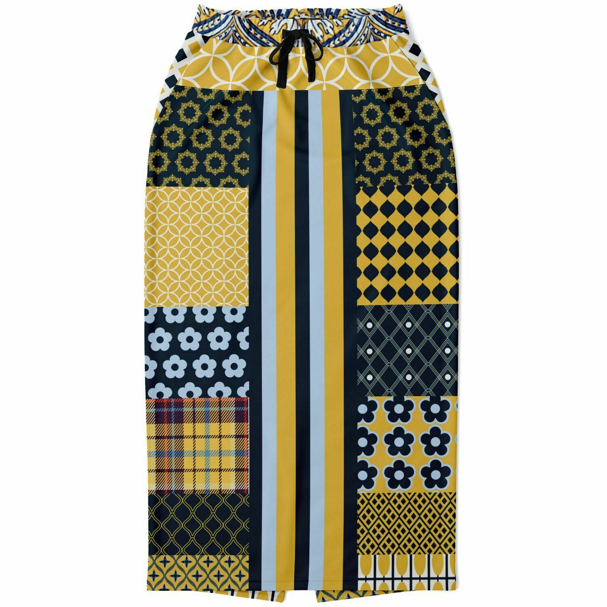 Dauphin Patchwork Stripe Eco-Poly Long Pocket Skirt | That Hoody Shop