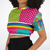 OG San Diego Polka Dot Patchwork Cropped Sweater Cropped Short Sleeve Sweatshirt - Thathoodyshop