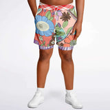 Serendipity Peach Floral Compression Activity Shorts Athletic Shorts - Thathoodyshop