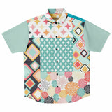 Old Miami Polka Dot Patchwork Button Down Shirt Short Sleeve Button Down Shirt - Thathoodyshop