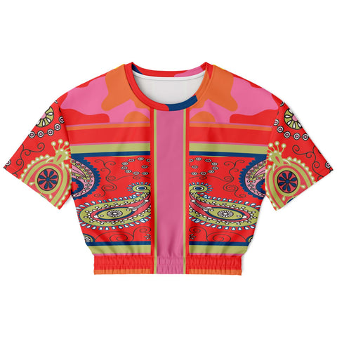 Chili Pepper Camo Paisley Cropped Sweater Cropped Short Sleeve Sweatshirt - Thathoodyshop