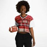 Jersey Salsa Plaid Patchwork Crop Jersey Cropped Football Jersey - Thathoodyshop