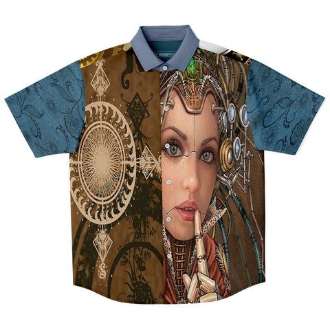 Steampunk Galatica S/S Button Down Shirt Short Sleeve Button Down Shirt - AOP - Thathoodyshop