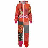 Tokyo Nights Asian Floral Patchwork Unisex Romper Jumpsuit - Thathoodyshop