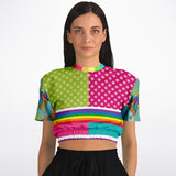 OG San Diego Polka Dot Patchwork Cropped Sweater Cropped Short Sleeve Sweatshirt - Thathoodyshop