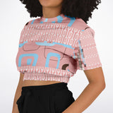 Pink Geo Gallagher Cropped Sweater Cropped Short Sleeve Sweater - Thathoodyshop
