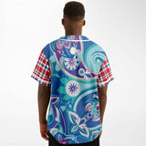 Cerulean Plaid Paisley Button Front Jersey Baseball Jersey - Thathoodyshop
