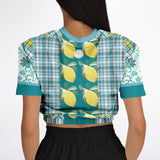 Lemon Zest Floral Cropped Sweater Cropped Short Sleeve Sweatshirt - Thathoodyshop