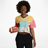 Old Miami Geo Patchwork Crop Jersey Cropped Football Jersey - Thathoodyshop