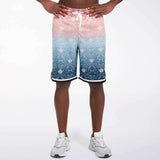Pink Glacier Basketball Shorts Basketball Short Rib - AOP - Thathoodyshop