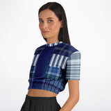 Fair Isle Blue Cropped Sweater Cropped Short Sleeve Sweater - Thathoodyshop
