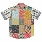 Tallulah Bankhead Patchwork Short Sleeve Button Down Shirt Short Sleeve Button Down Shirt - Thathoodyshop