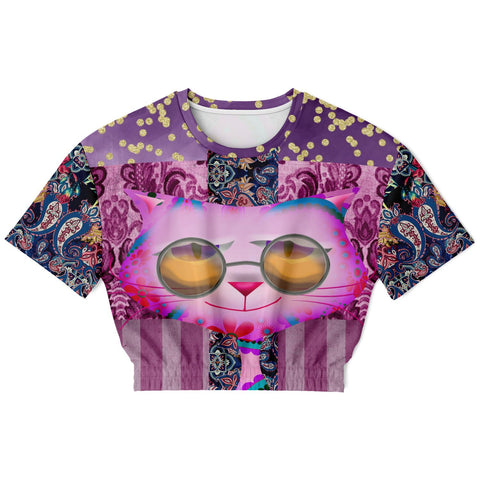 Purple Jamboree Cropped Sweater Cropped Short Sleeve Sweater - Thathoodyshop