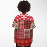 Jersey Salsa Plaid Patchwork Button Front Jersey Baseball Jersey - Thathoodyshop
