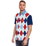 Red Par 4 S/S Button Down Shirt Short Sleeve Button Down Shirt - AOP - Thathoodyshop