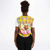 Ashbury Heights Plaid Cropped Button Front Jersey Cropped Baseball Jersey - AOP - Thathoodyshop