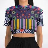 Purple Flurry Cropped Sweater Athletic Cropped Short Sleeve Sweatshirt - AOP - Thathoodyshop